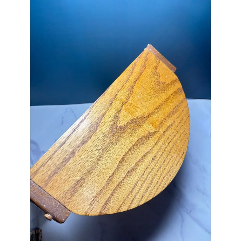 Vintage Oak Wood 2 Tier Wall Shelf Scalloped Side Floating Display Rack Honey